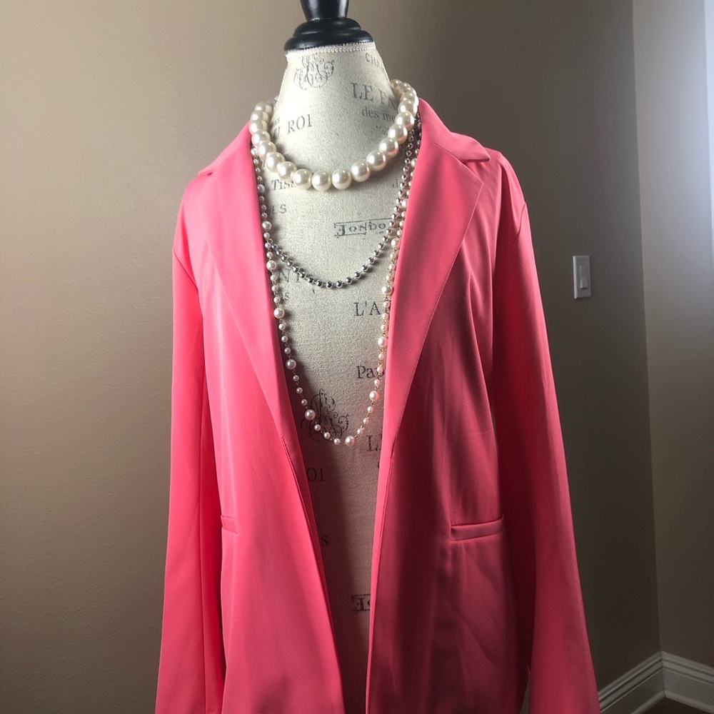 Pretty Pink Blazer, NY&Co, SZ L, NWT 89% Polyester, 11% Spandex